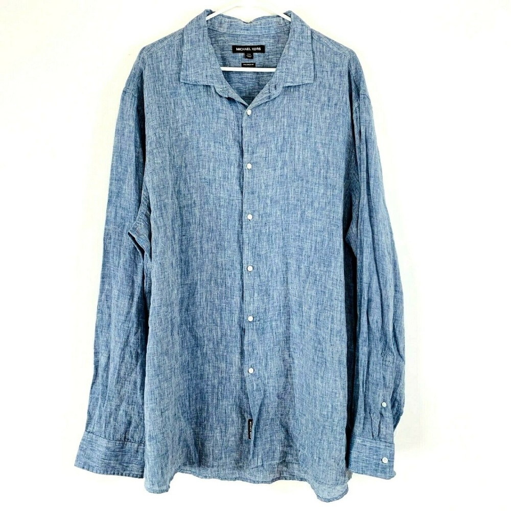 Michael Kors Mens Button Down Shirt 3XL 100% Linen - Picture 1 of 7